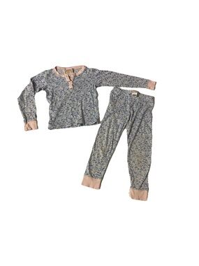 The Beaufort Bonnet Company Blue Floral Kids Pajama Set with Pink Trim